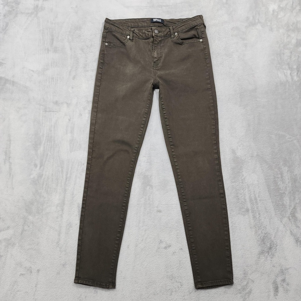 Buffalo David Bitton Jeans Womens 8 Green Mid Rise Vale Skinny Stretch Denim